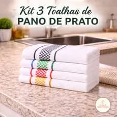 Kit 3 Pano Prato Algodão 47x70cm Pano Copa Toalha Louça Grande Premium Felpuda Cozinha Atoalhado