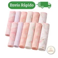 Kit 12 Paninho Boca Bebê Soft Algodão Menino Menina Neutro Fralda Estampada Enxoval RN Infantil