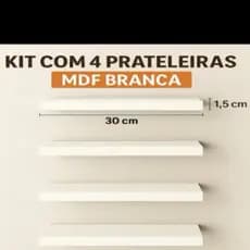 kit 4 prateleira Mdf branco 15mm 30x10 cm