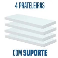 Kit 4 Prateleiras Mdf Branca de Parede 30x10