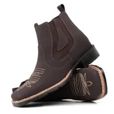 Botina Masculina Country Texana Bico Quadrado Bordada Western Confortável