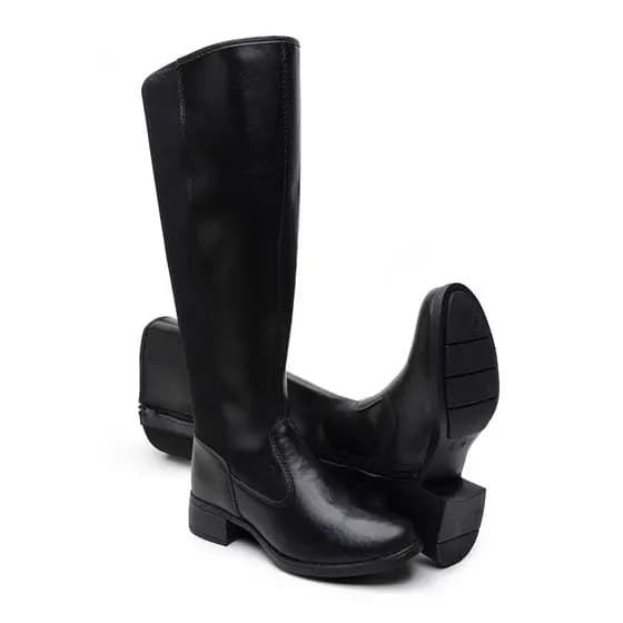 Bota Montaria Feminina Cano Alto Longo Bico Redondo Ajuste Na Panturrilha