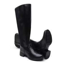 Bota Montaria Feminina Cano Alto Longo Bico Redondo Ajuste Na Panturrilha