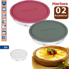 Kit 2 Assadeira Redonda 2,4L com Tampa Sortidas Marinex