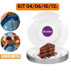 Jogo 04/06/12 Pratos Sobremesa Astral Duralex Conjunto Vidro Transparente Redondo Buffet Lanchonete
