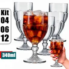 Kit 4/6/12 Taças Bristol Vidro brilhante Grosso 340ml Coliseu Multiuso Sorvete Drink Jantar