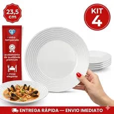 Kit Jogo de 4 Pratos Fundo Saturno Nadir Opaline 23,5cm A pronta Entrega
