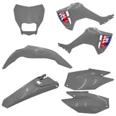 Kit Plástico CRF 300F Completo Amx com Carenagem Farol Cinza Brinde Adesivo