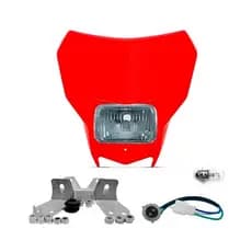 Farol CRF 250F Completo Adaptável Crf 230 - Xr 200 - Bros Carenagem Lâmpada Soquete Suportes Vermelho