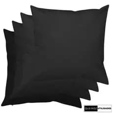 Kit - 4 Capas de Almofadas: Pretas - 40x40 - Decorativa Para Sala / Sofá / Quarto / Cama