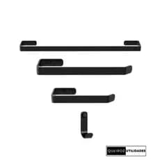 Acessórios de Banheiro em Metal – 4 peças - Toalheiro de banho/Papeleira/Toalheiro de Rosto/Gancho multiuso - oferta!
