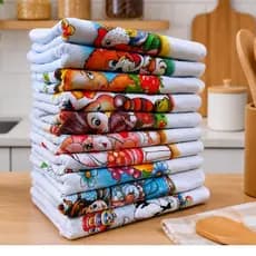 Kit Panos De Prato Grande Algodão Estampado Pano De Cozinha Absorvente Limpeza