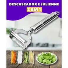 Descascador e Fatiador Legumes e Frutas Corte a Julienne Dupla Lâmina em Inox