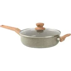 Frigideira Profunda Oster Aluminio Ceramica Marble Edition 24cm Com Tampa Antiaderente Indução e Gás
