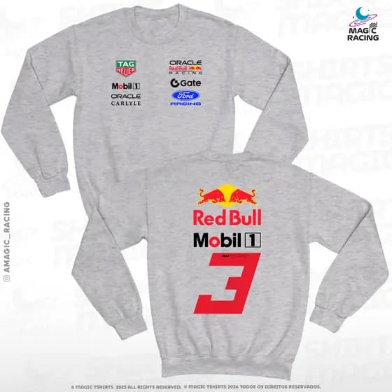 Moletom Gola Careca F1 Novo Número Verstappen #3 Red Bull 2026 - Coleção Magic Racing