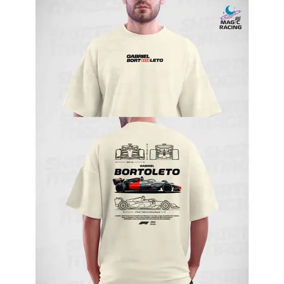 Camiseta Gabriel Bortoleto #5 F1 Audi Oficial Print Car 2026 100% Algodão Unissex