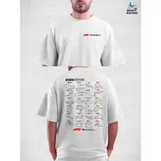 Camiseta Calendário Grand Prix F1 2026 Unissex 100% Algodão