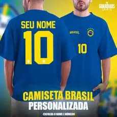 Camisa Personalizada Nome e Número Brasil Copa 100% Algodão