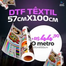 Impressão DTF Têxtil Direct to Film 57cmx100 o Metro Alta Qualidade suas Estampas - Bolsas, Camisetas, Bonés, Moletons
