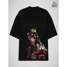 Camiseta Oversized e Básica Piloto Brasileiro de Moto GP Diogo Moreira #11 100% Algodão Halftone