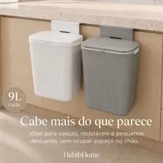 Lixeira Suspensa 9L 3 em 1 Multiuso com Suporte e Adesivo para Cozinha, Banheiro e Lavanderia