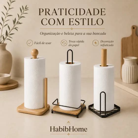 🧻 Porta Papel Toalha de Bambu Natural para Mesa | Design Elegante e Funcional