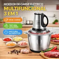 Multiprocessador Mixer Moedor Elétrico 5 Litros Picador Triturador de Carne Legumes Inox 110v