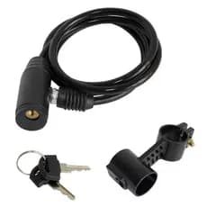 Cadeado GTA para Bicicleta Cabo de Aço 6mm x 1000mm Preto Com Suporte e 2 Chaves