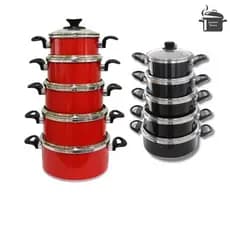 Jogo de Panelas 5 Peças Kit de Panelas - Feito Para Durar Preto e Vermelho