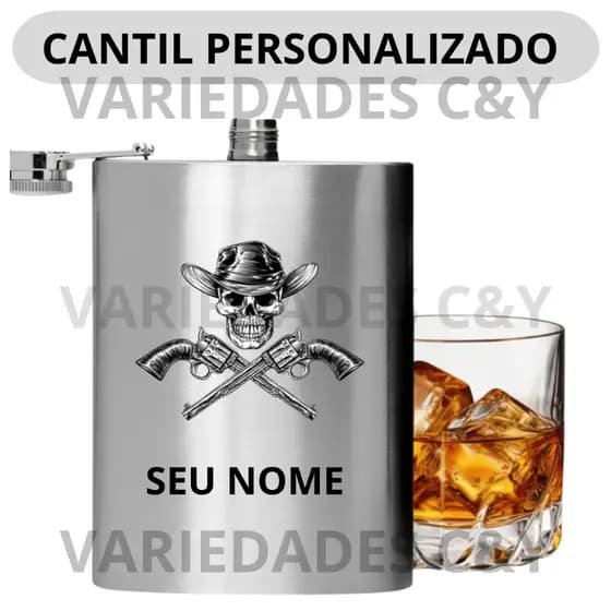 Kit 20 Unidades Cantil Aço Inox Presente Casamento Padrinhos Personalizado com Nome Logo Time