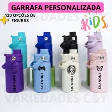 Garrafa Térmica 350ml Personalizada com Nome para Escola Lancheira Menina e Menino