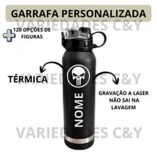 Garrafa Térmica 1200ml com Gravação a Laser Personalizada com Nome para Academia Trabalho Carro