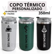 Copo Térmico Personalizado Gravado a Laser  350ml Inox Minimalista Frio ou Quente