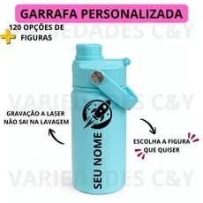 Garrafa Térmica Personalizada Aço Inox 350ml Menina Menino Cores Diversas