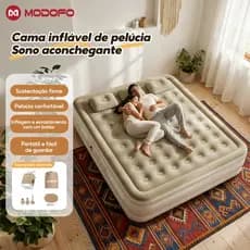 MODOFO Colchão Inflável Solteiro/Queen/King Com Bomba Elétrica Recarregável Cama Inflável Para Camping Casa