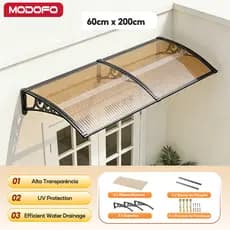 MODOFO Toldo para área externa grande Toldo Policarbonato Modular Portas Janelas 60cmx200cm/80cmx200cm/80cm*150cm