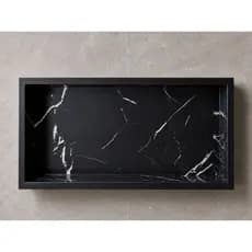 NICHO PRETO MARMORIZADO PARA BANHEIRO PORTA SHAMPOO
