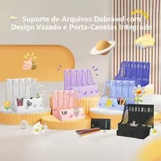 FS Organizador de Mesa - Porta-Papéis e Livros 3/4 Divisórias  Porta-Trecos - Cores Diversas FUSHANG