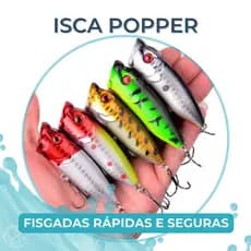 Isca Artificial Popper Superfície 7cm 8,5g Traíra Tucunaré Dourado