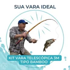 Vara Telescópica Lisa 3m Tipo Bamboo - Fibra Carbono - Leve Resistente - Pesca Rio Lago Pesqueiro