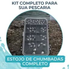Kit Chumbadas Oliva para Pesca com Estojo Pesos Variados Pescaria Pesqueiro Traira Tilapia Pacu Lambari