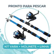kit Vara Telescópica 1,50m/1,70m/2,10m 20lb + Molinete HB200 3 Rolamentos pesca