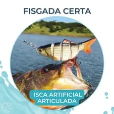 Isca Artificial Articulada 10cm / 15g – 6 Segmentos Realista Reforçada 3D - Tucunaré Traíra Dourado Lambari