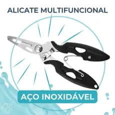 Alicate de Pesca Multifuncional Aço Inoxidável Boca Curvada Tesoura Corta Linha