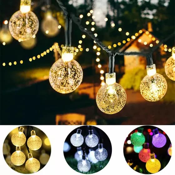Cordão de Led Bolinha Cristal Varal Luminoso Decorativo 10M40Leds Para Festas Casamentos natal 110v