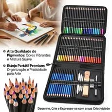 Conjunto de Lápis de Desenho Profissional 96 Peças com Caderno de Esboços para Iniciantes e Artistas