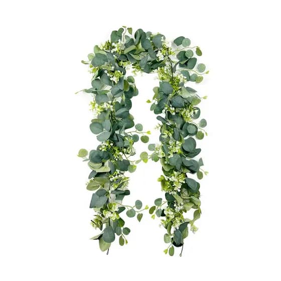 Kit 2/4 Artificial Eucalipto Guirlanda Planta Decoração Videira Verde 180cm