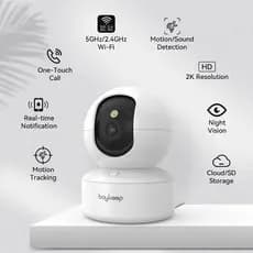 Camera 5G Wifi Giratória Estilo-2K Pet Dog Camera com aplicativo de telefone câmera de segurança
