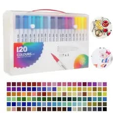60/120 Cores Aquarela Conjunto De Canetas Marcadores De Arte Com Ponta Dupla/Tinta Base De Água material escolara