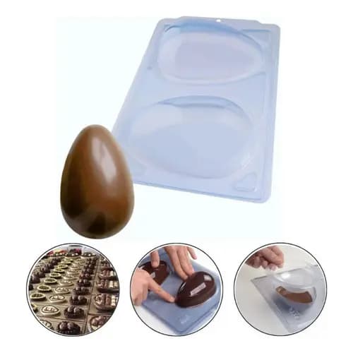 Forma Ovo Liso 500g Páscoa Sp 51 / 3 Partes Bwb Silicone Branco